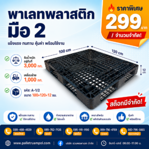 พาเลทพลาสติก 100*120*12 cm.